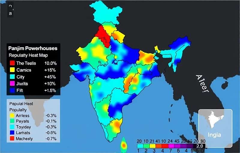 Panjim Powerhouses Regional Popularity Heat Map of India